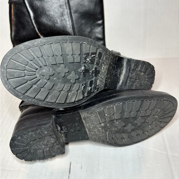 Tory Burch Size 5.5 Logo Tall Side Zipper Riding Boot Black Leather Quiet Luxury - Picture 8 of 12